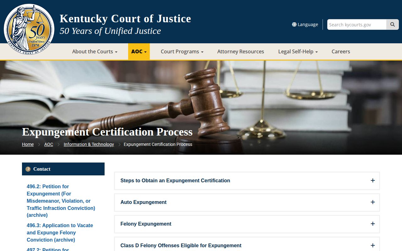 Kentucky expungement process for Ohio County arrest records