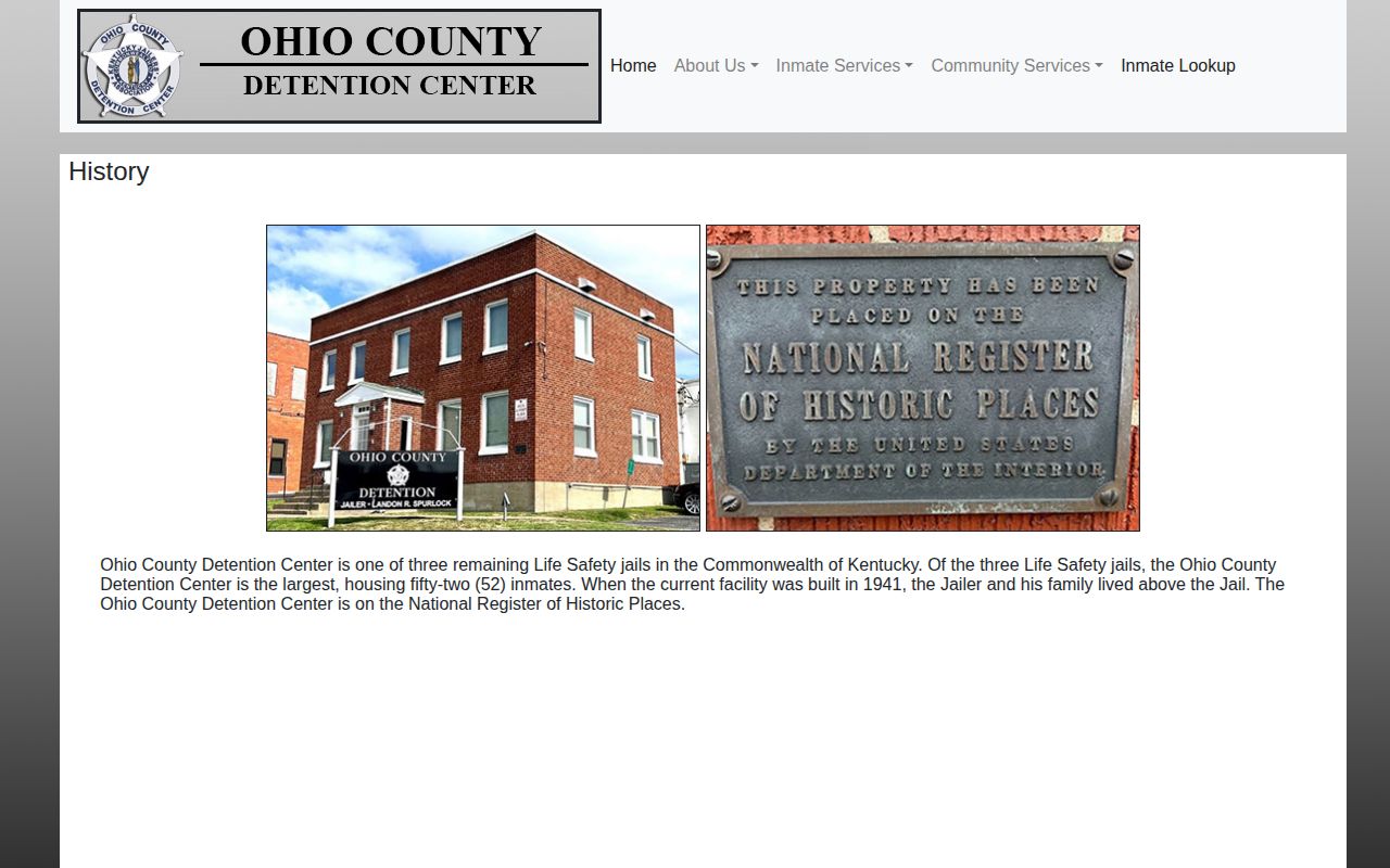 Official Ohio County Detention Center history page